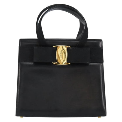 Salvatore Ferragamo Convertible Vara Bow Tote Leather, BLACK, LEATHER, Handbag