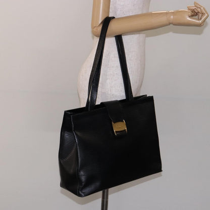 Salvatore Ferragamo Vala Shoulder Bag Leather, BLACK, LEATHER, Tote bag