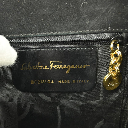 Salvatore Ferragamo Vintage Vara Bow Handle Shoulder Bag Suede, BLACK, SUEDE, Handbag