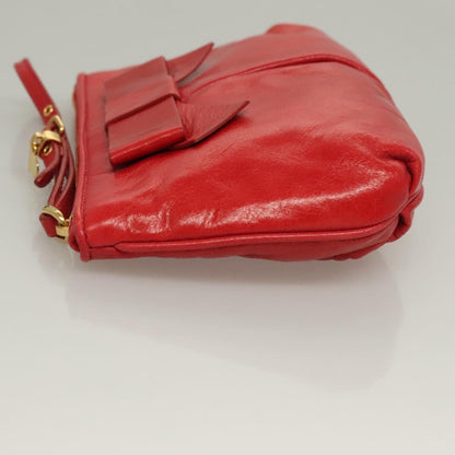 Miu Miu Zip Wristlet Pouch Leather, RED, LEATHER, Clutche & pouche