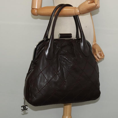 Chanel Expandable Zip Around Frame Bag Quilted Leather, BROWN, LEATHER, Handbag