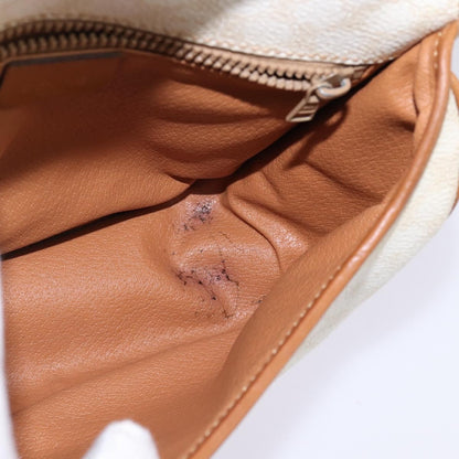 Celine Vintage Macadam Shoulder Bag Canvas and Leather, ECRU, CANVAS, Shoulder bag