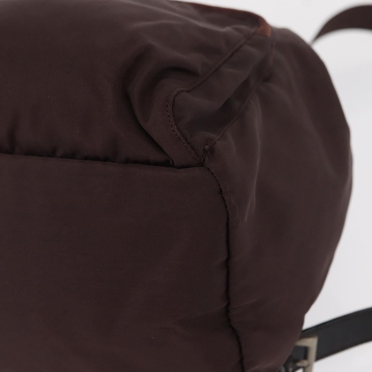 Prada Front Pocket Backpack Tessuto, BROWN, NYLON, Backpack