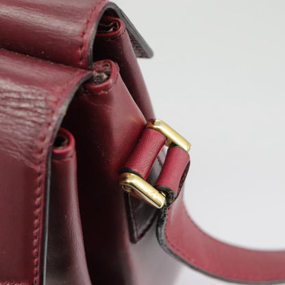 Celine Circle logo Leather, BURGUNDY, LEATHER, Shoulder bag