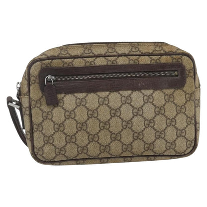 Gucci Wristlet Clutch GG Coated Canvas, BEIGE, CANVAS, Clutche & pouche