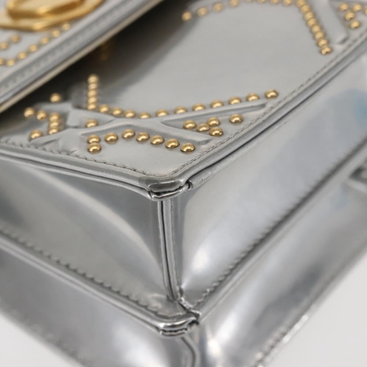 Christian Dior Ultra Matte Diorama Vertical Clutch on Chain Studded Leather, SILVER, PATENT_LEATHER, Clutche & pouche