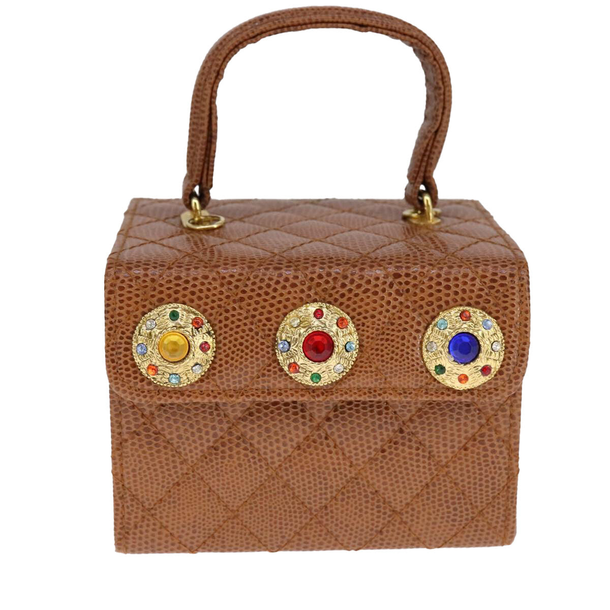 Fendi Vanity Clutch Leather, BROWN, LEATHER, Handbag