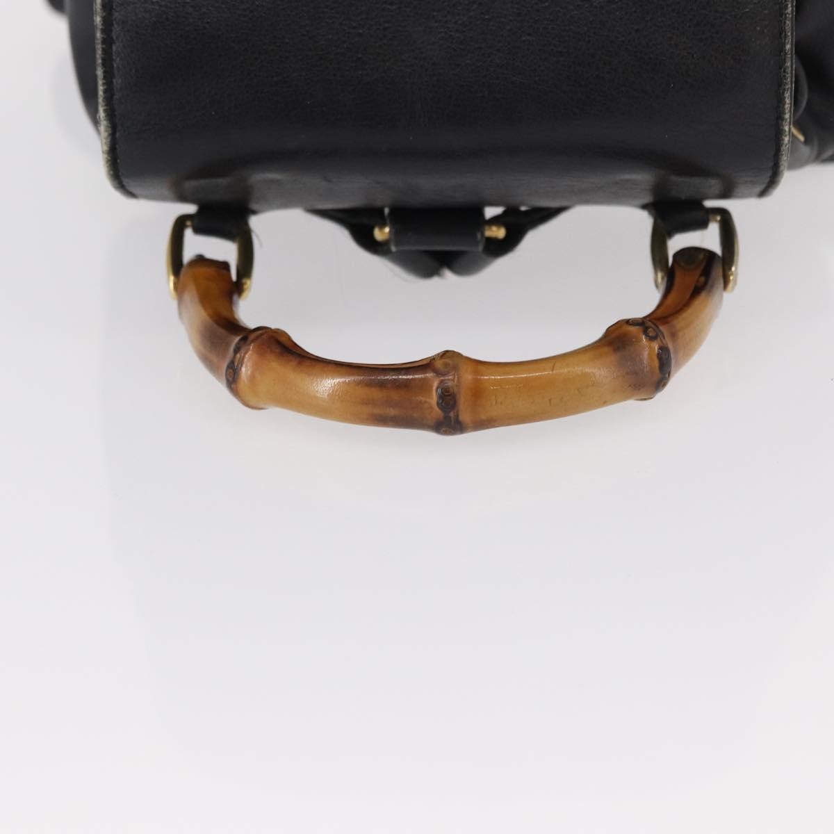 Gucci Vintage Bamboo Backpack Leather, BLACK, LEATHER, Backpack