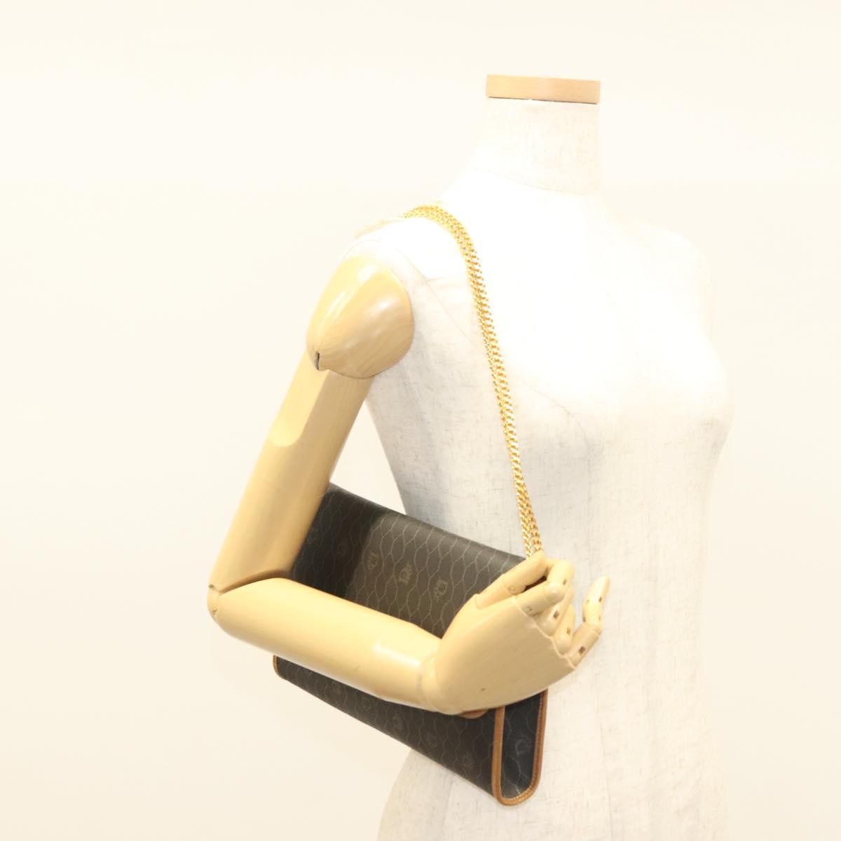 Christian Dior Vintage Honeycomb chain Canvas, BLACK, CANVAS, Handbag