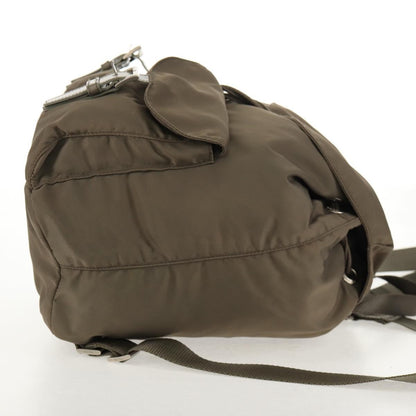 Prada Vela Double Front Pocket Backpack Tessuto with Saffiano Leather, GRAY, NYLON, Backpack