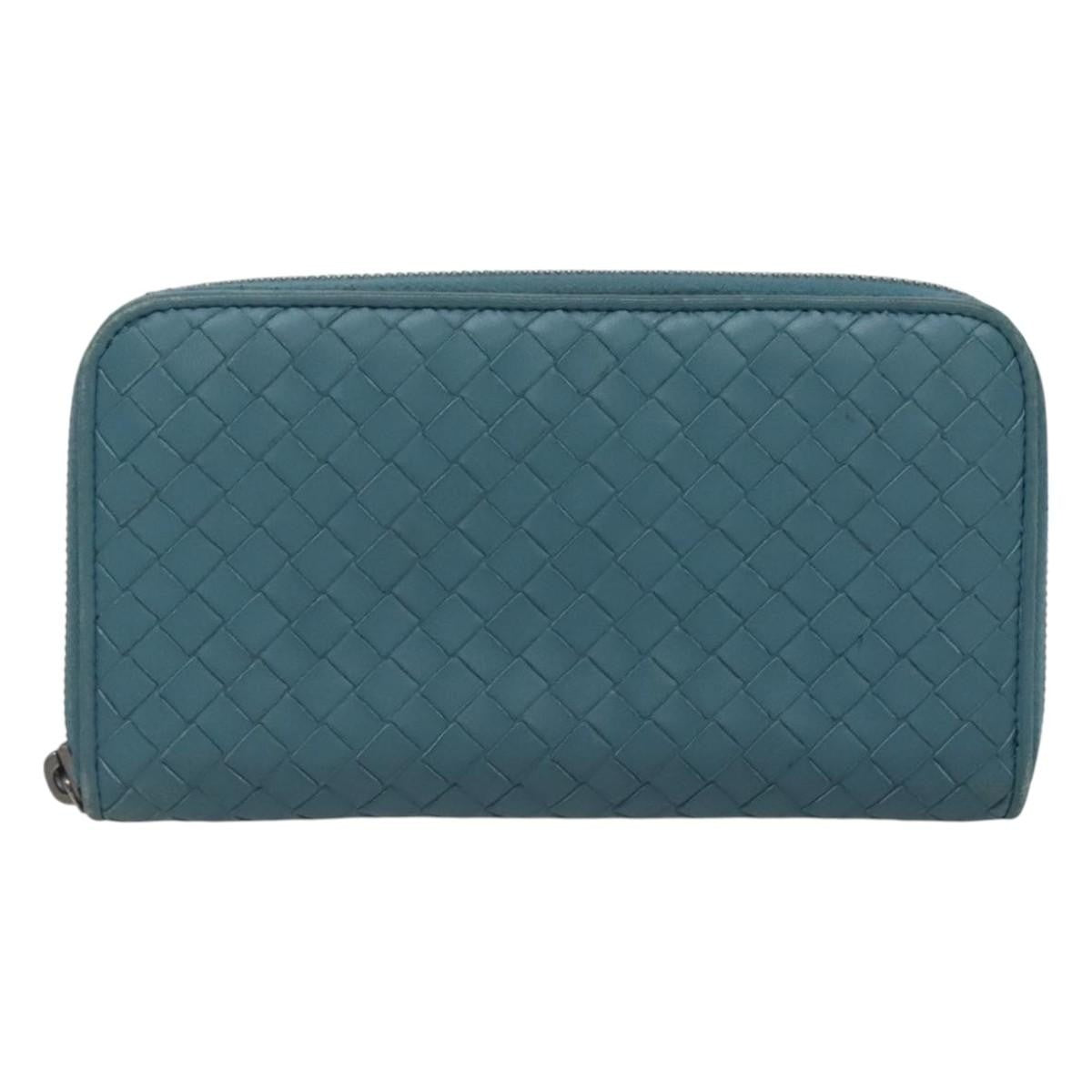 Bottega Veneta Intrecciato Wallet Leather, BLUE, LEATHER, Wallets