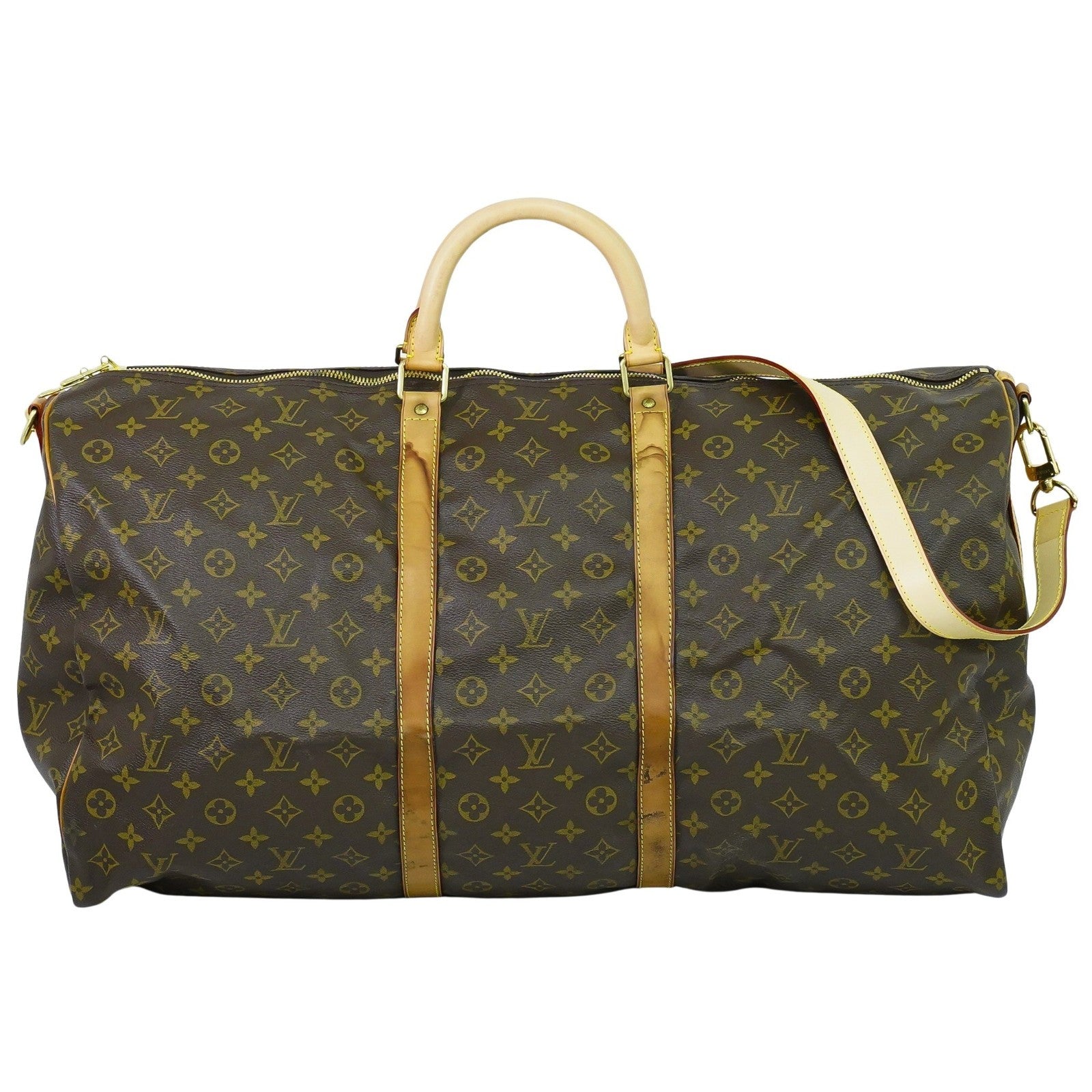 Louis Vuitton Keepall Bandouliere Bag Monogram Canvas, BROWN, CANVAS, Travel bag