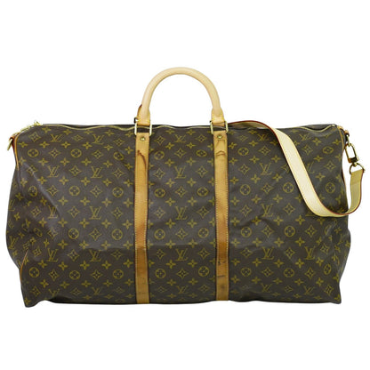 Louis Vuitton Keepall Bandouliere Bag Monogram Canvas, BROWN, CANVAS, Travel bag