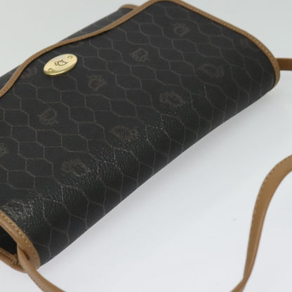 Christian Dior Vintage Honeycomb Flap Crossbody Bag Coated Canvas, BLACK, CANVAS, Crossbody bag