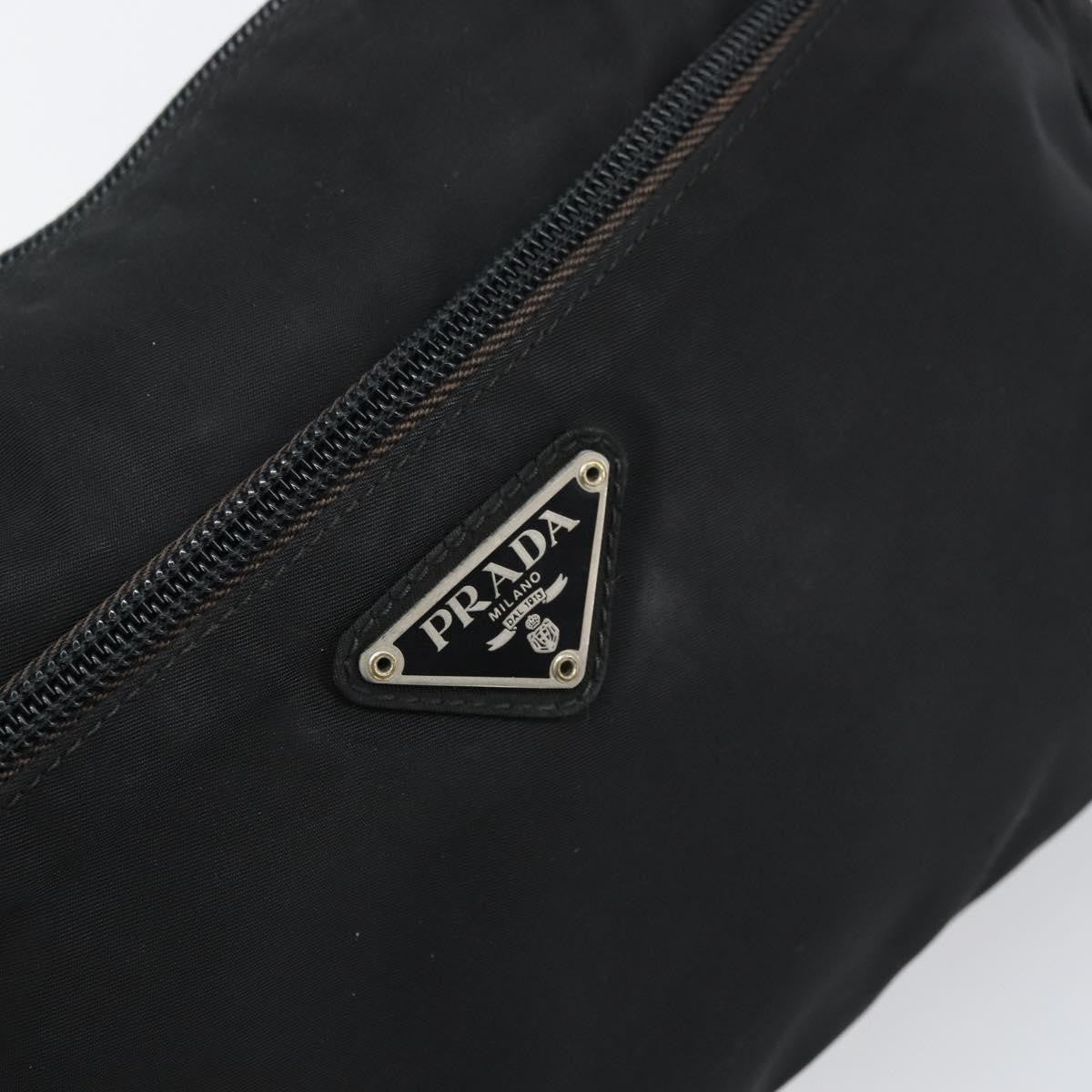 Prada Front Zip Messenger Bag Tessuto, BLACK, NYLON, Shoulder bag