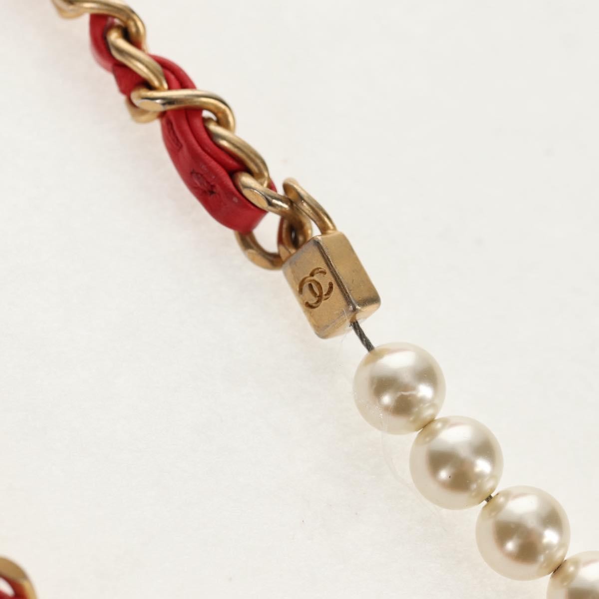 Chanel Pearl Chain Flap Bag Quilted Lambskin, RED, CALFSKIN, Clutche & pouche