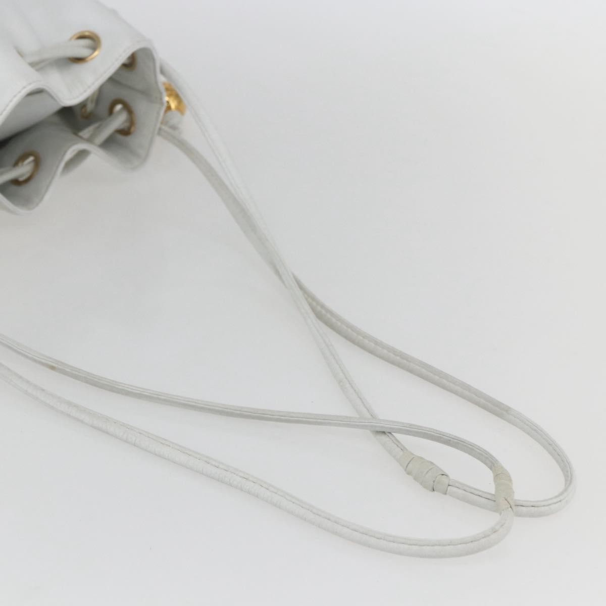 Chanel Vintage CC Drawstring Bucket Bag Caviar, WHITE, LEATHER, Shoulder bag