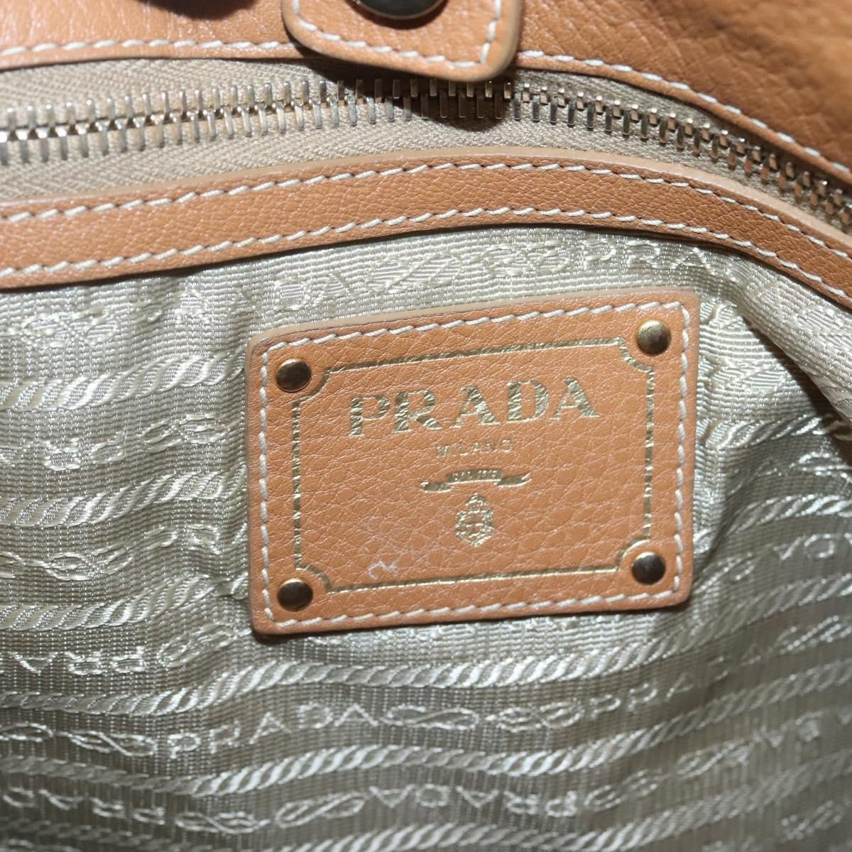 Prada Embossed Logo Convertible Open Tote Vitello Daino, BROWN, LEATHER, Tote bag