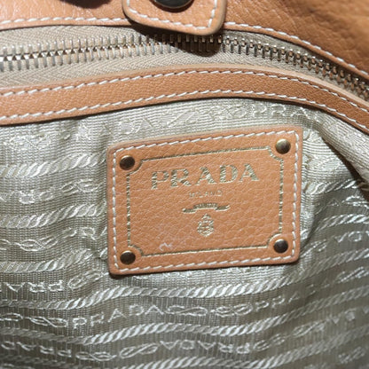 Prada Embossed Logo Convertible Open Tote Vitello Daino, BROWN, LEATHER, Tote bag