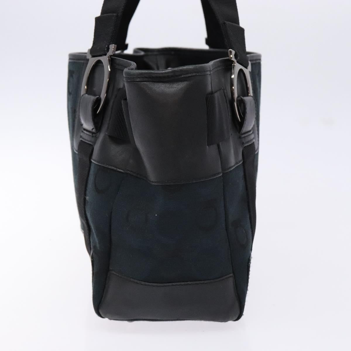 Salvatore Ferragamo Gancini Tote Canvas, BLACK, CANVAS, Tote bag