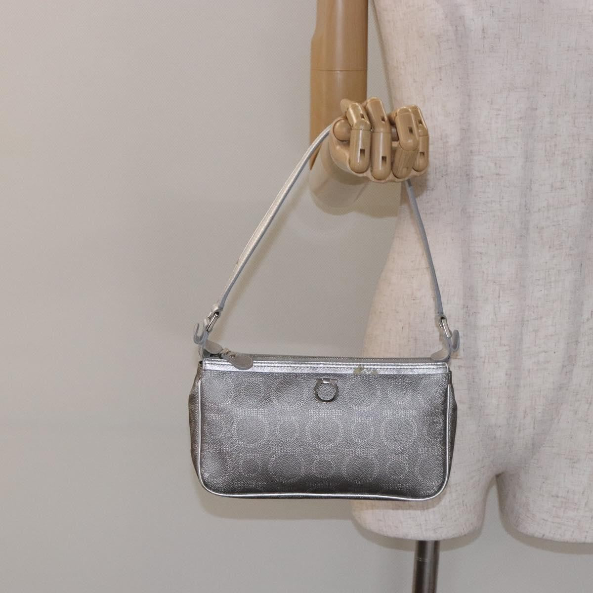 Salvatore Ferragamo Gancini Shoulder Bag Leather, SILVER, LEATHER, Shoulder bag