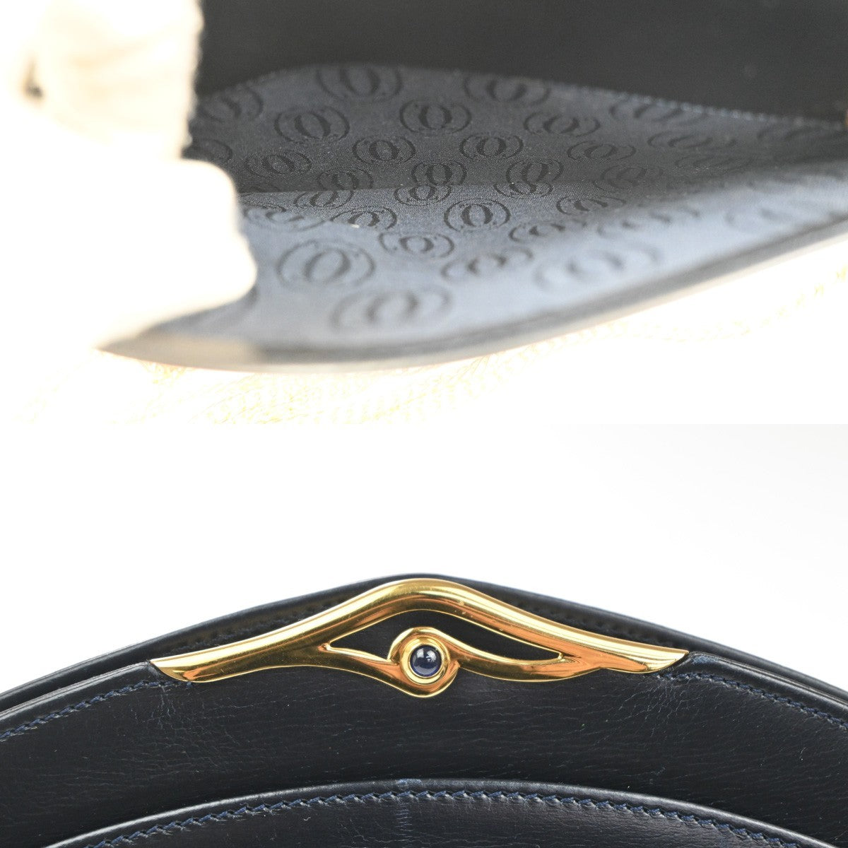 cartier Vintage Shoulder Bag Leather, Navy, Leather, Shoulder Bag