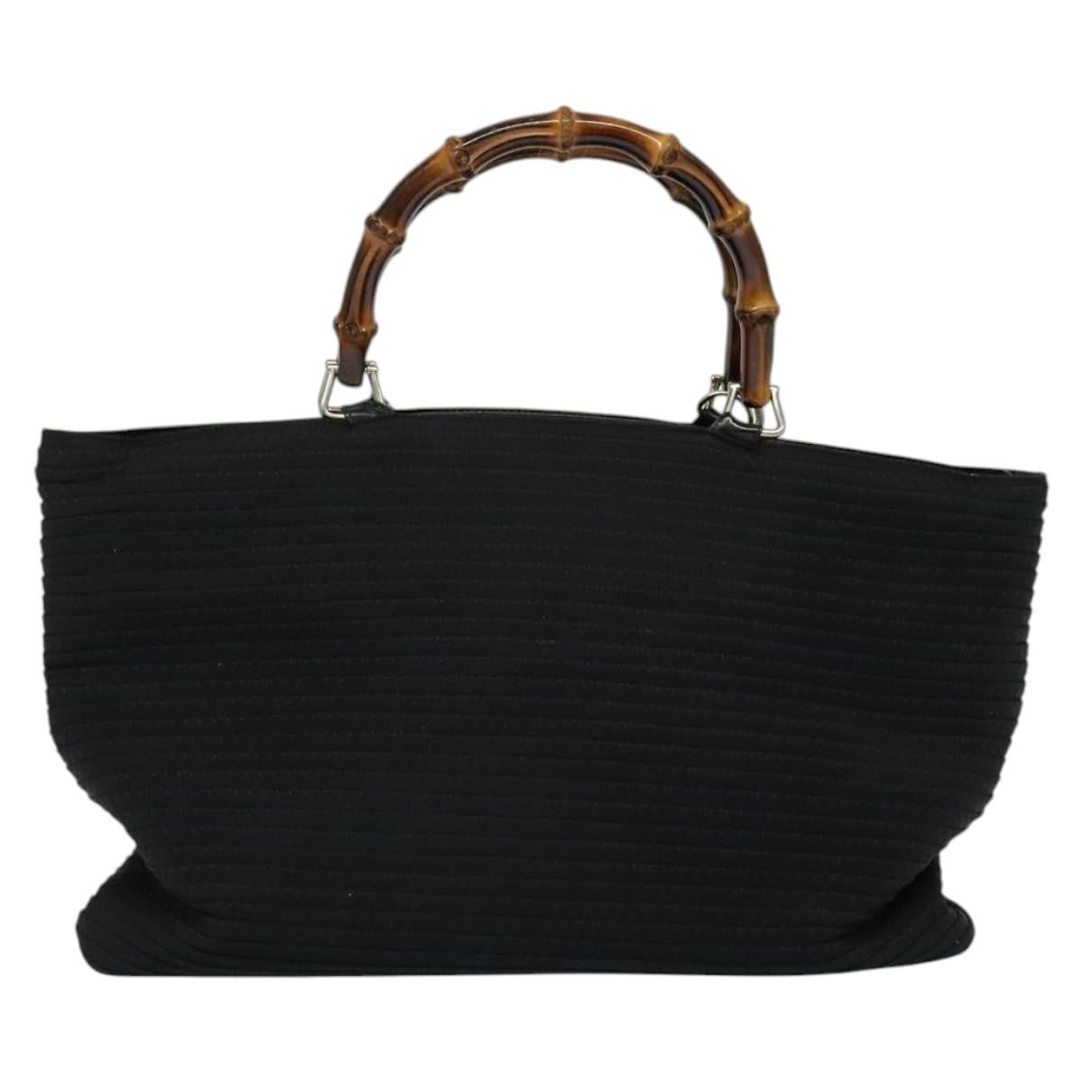 Gucci Vintage Bamboo Handle Bag Canvas, BLACK, CANVAS, Handbag