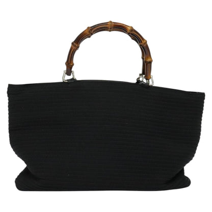 Gucci Vintage Bamboo Handle Bag Canvas, BLACK, CANVAS, Handbag