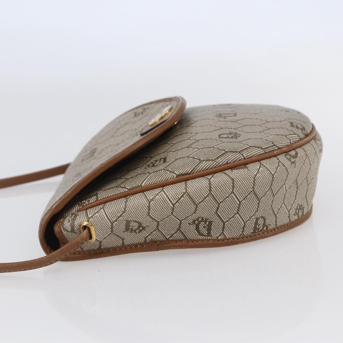 Christian Dior Vintage Honeycomb Flap Crossbody Bag Coated Canvas, BEIGE, CANVAS, Shoulder bag
