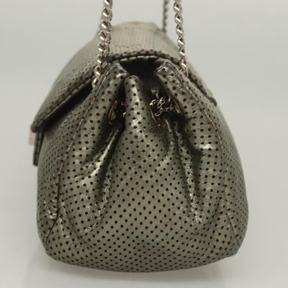 Chanel Drill Flap Bag Perforated Leather, SILVER, LEATHER, Shoulder bag