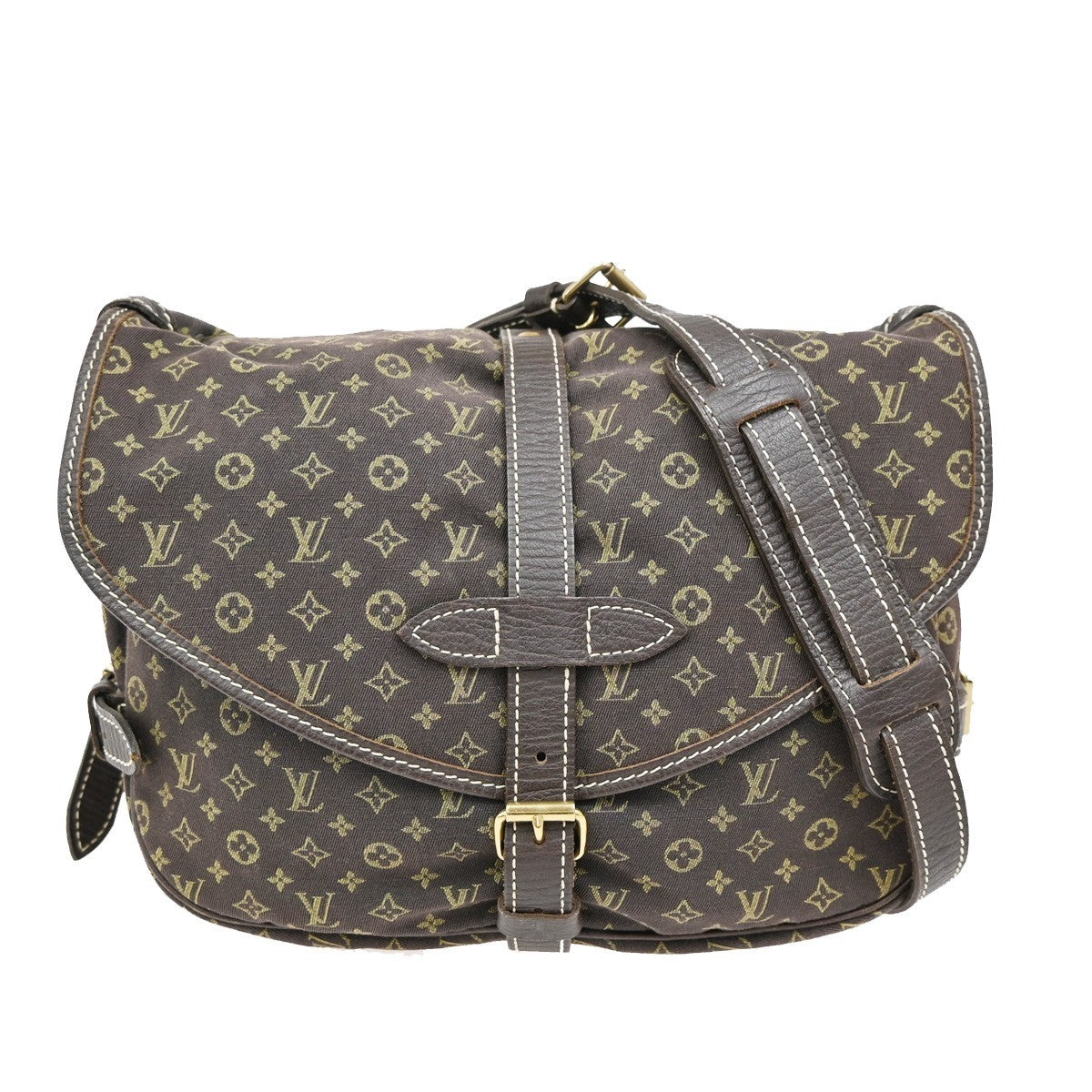 Louis Vuitton Saumur Handbag Mini Lin, BROWN, CANVAS, Shoulder bag