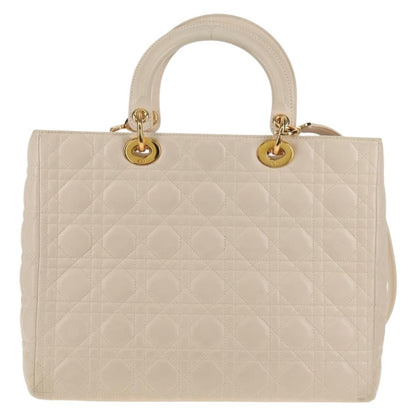 Christian Dior Vintage Lady Dior Bag Cannage, WHITE, LEATHER, Handbag