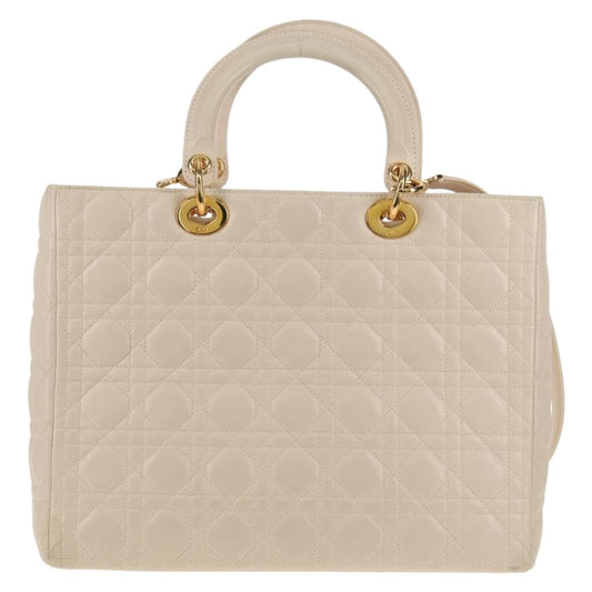 Christian Dior Vintage Lady Dior Bag Cannage, WHITE, LEATHER, Handbag