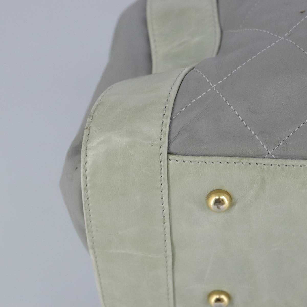 Chanel Chain Shoulder Bag Leather, GRAY, LEATHER, Shoulder bag