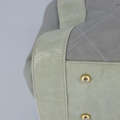 Chanel Chain Shoulder Bag Leather, GRAY, LEATHER, Shoulder bag