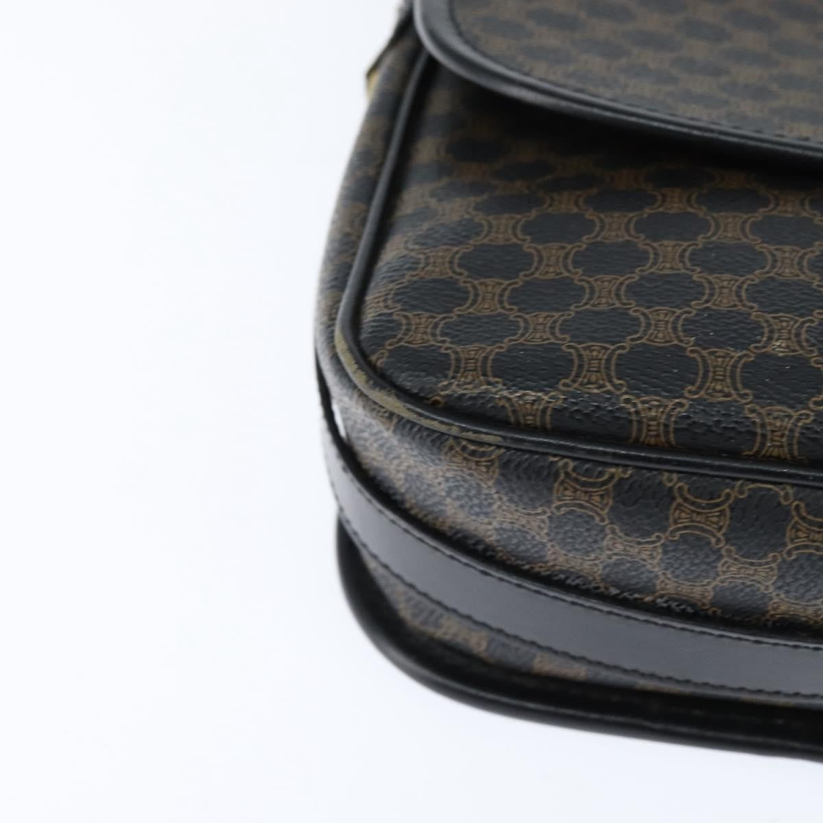 Celine Vintage Macadam Shoulder Bag Canvas and Leather, BLACK, CANVAS, Shoulder bag