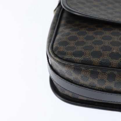 Celine Vintage Macadam Shoulder Bag Canvas and Leather, BLACK, CANVAS, Shoulder bag