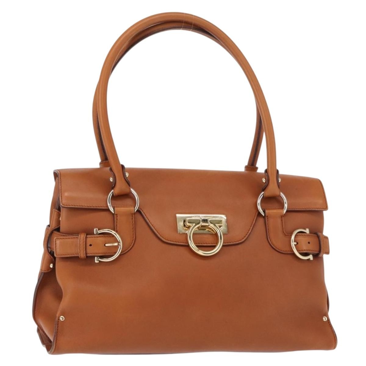Salvatore Ferragamo Virna Satchel Leather, BROWN, LEATHER, Shoulder bag