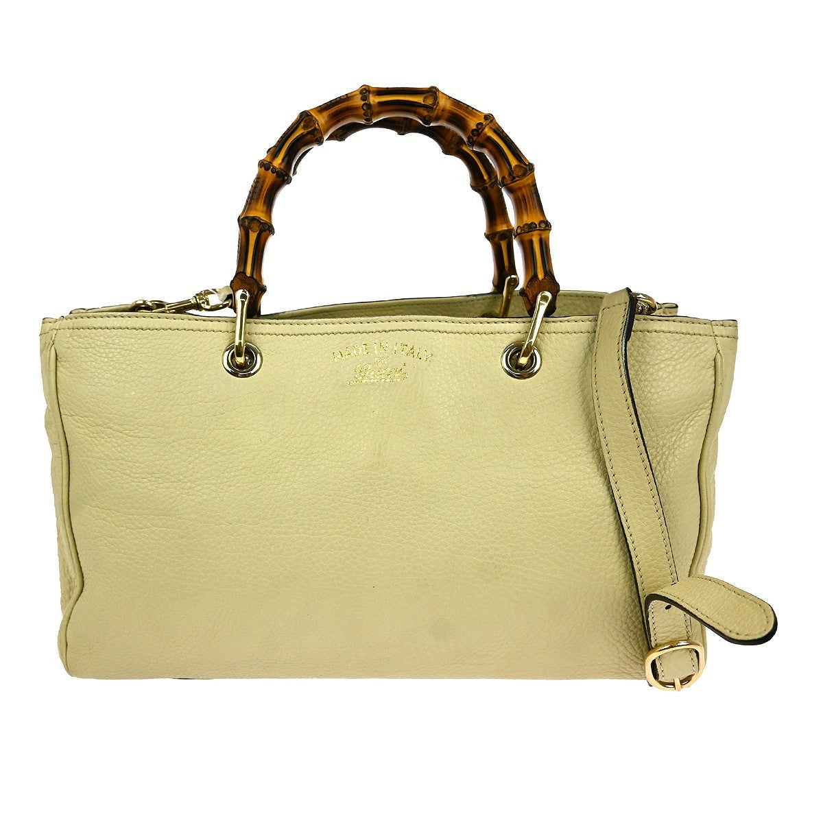 Gucci Bamboo Shopper Tote Leather, ECRU, LEATHER, Tote bag
