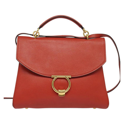 Salvatore Ferragamo Margot Satchel Leather, RED, LEATHER, Handbag