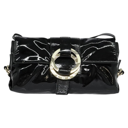 Bvlgari Chandra Flap Shoulder Bag Enamel, BLACK, PATENT_LEATHER, Shoulder bag