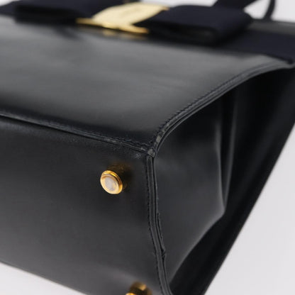 Salvatore Ferragamo Convertible Vara Bow Tote Leather, NAVY, LEATHER, Handbag