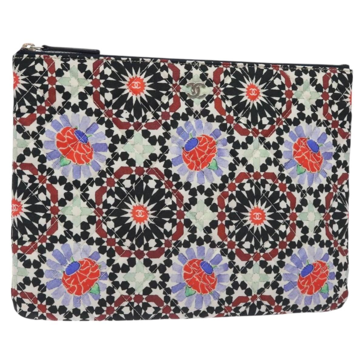 Chanel Dubai O Case Clutch Quilted Printed Nylon, MULTICOLOUR, NYLON, Clutche & pouche