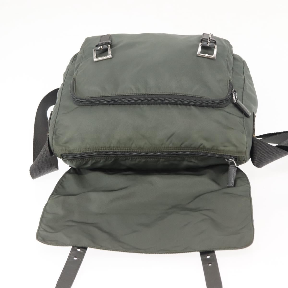 Prada Double Buckle Flap Messenger Bag Tessuto, KHAKI, NYLON, Shoulder bag