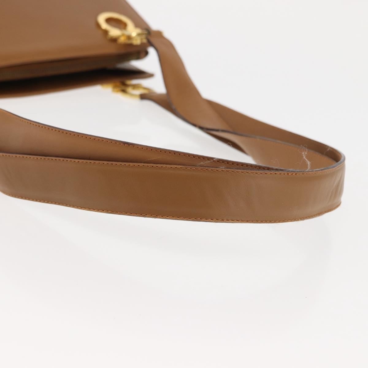Salvatore Ferragamo Gancini Shoulder Bag Leather, BEIGE, LEATHER, Shoulder bag
