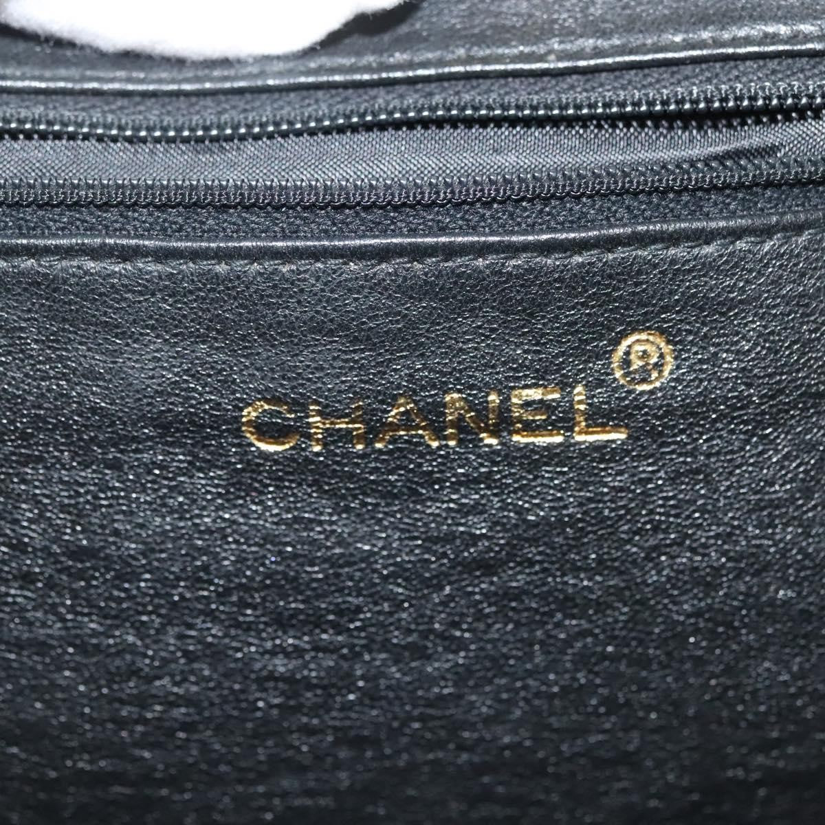 Chanel Vintage Chain Frame Bag Quilted Lambskin, BLACK, LEATHER, Shoulder bag