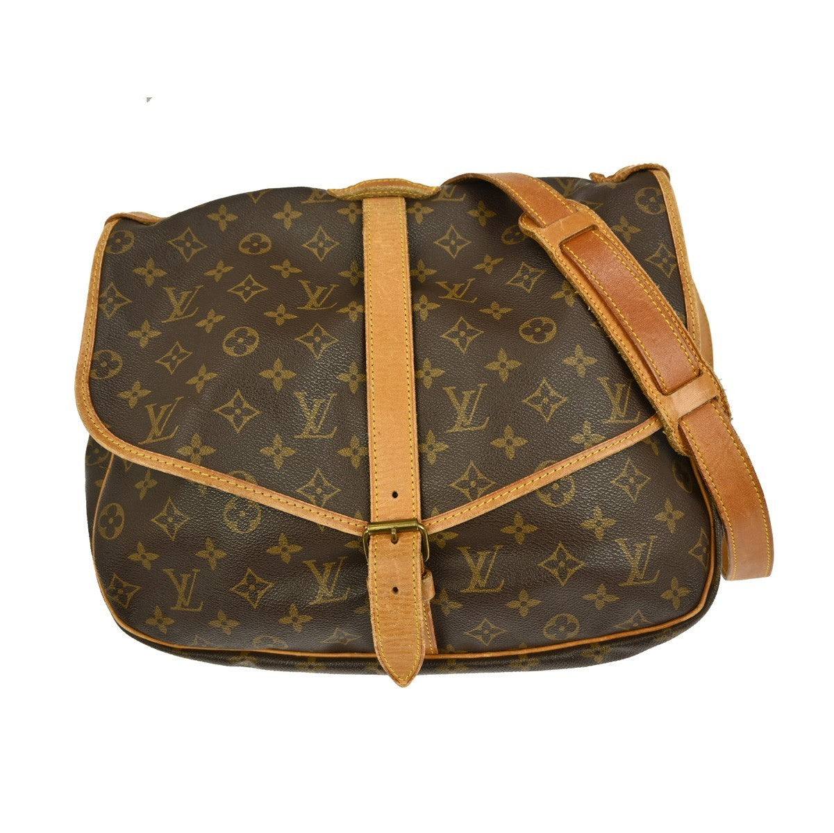 Louis Vuitton Saumur Handbag Monogram Canvas, BROWN, CANVAS, Shoulder bag