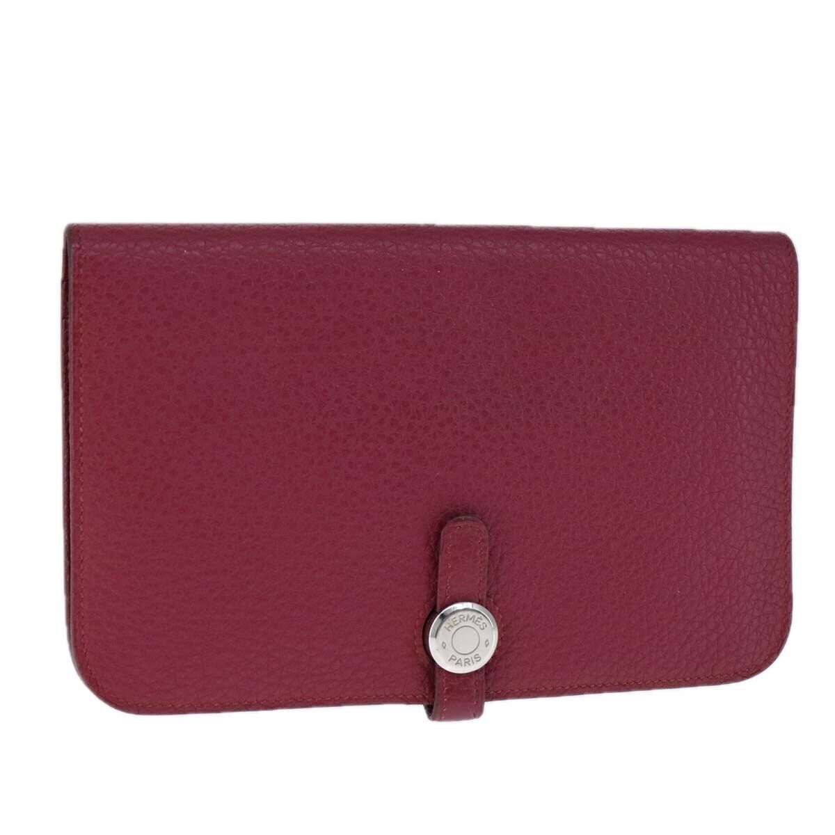 Hermes Dogon Duo Combined Wallet Leather, RED, LEATHER, Wallets