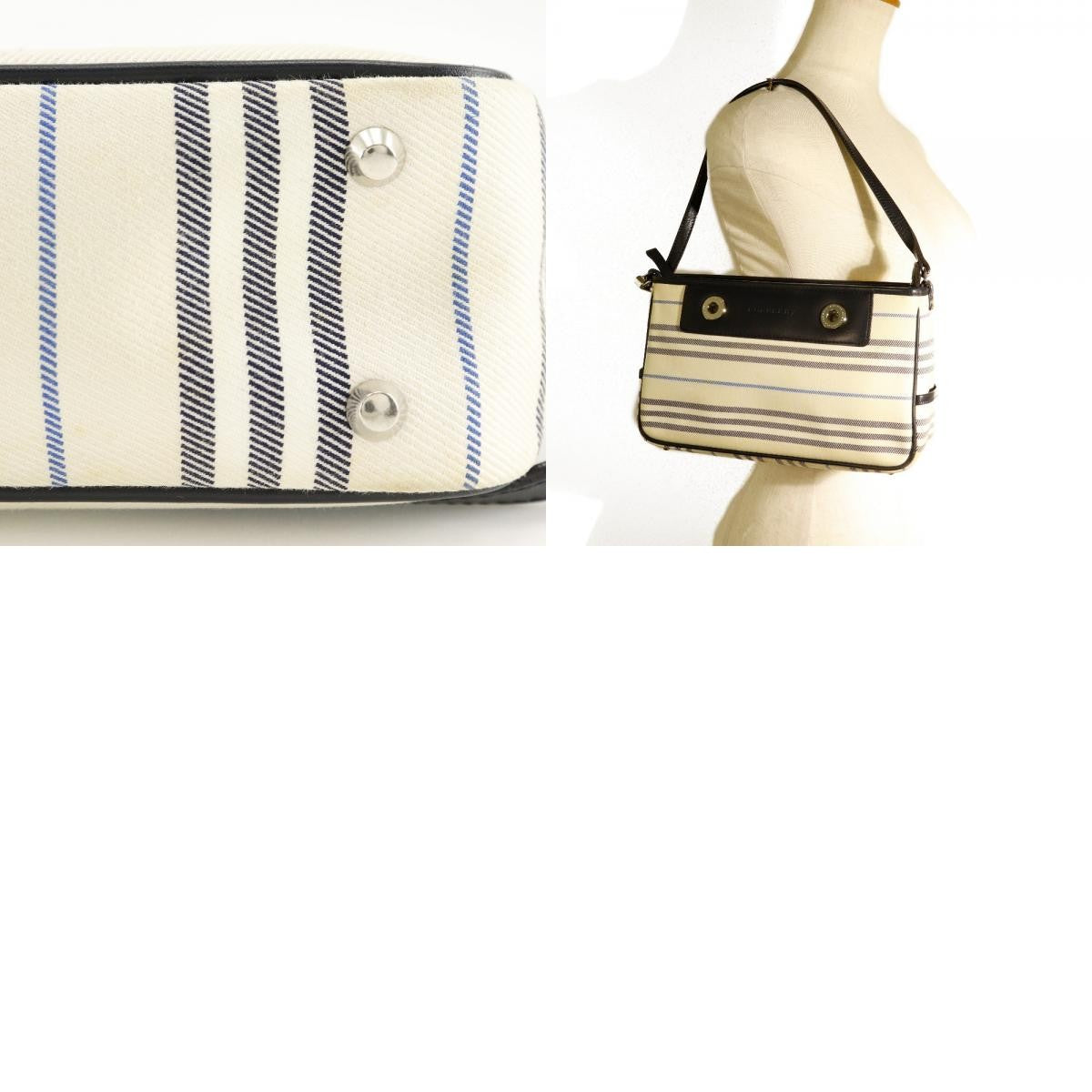 Burberry Vintage Shoulder Bag Canvas, BEIGE, CANVAS, Shoulder bag