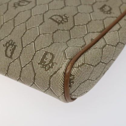 Christian Dior Vintage Honeycomb Zip Pouch Coated Canvas, BEIGE, CANVAS, Clutche & pouche